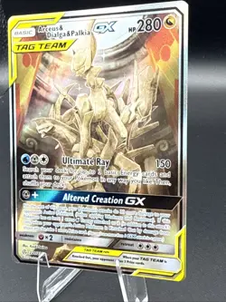 Pokemon TCG Arceus & Dialga & Palkia GX 221/236 Cosmic Eclipse Holo - Image 3