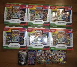 Pokemon First Partner Illustration Collection (6X) 4 Mega Evolution 2 Tins LOT - Image 1
