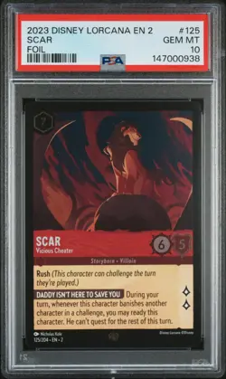 2023 DISNEY LORCANA EN 2-RISE OF THE FLOODBORN SCAR - VICIOUS CHEATER PSA 10 - Image 1