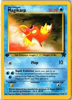 Pokemon Card - 1st Edition Magikarp Team Rocket 47/82 Uncommon Vintage HP - Image 1