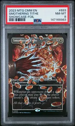2023 MTG COMMANDER MASTERS SHOWCASE-FOIL #693 SMOTHERING TITHE PSA 8 - Image 1