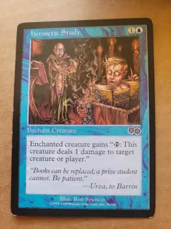 MTG Hermetic Study URZA'S SAGA BLUE Magic the Gathering #78 PLAYED BULK DISCOUNT - Image 1