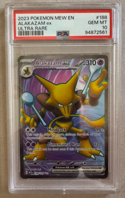 2023 POKEMON MEW EN-151 ULTRA RARE #188 ALAKAZAM EX PSA 10 - Image 1