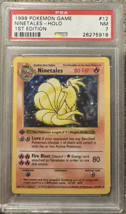 Pokemon 1999 Base Set Shadowless Ninetales 12/102 Holo Rare 1st Ed PSA 7 - Image 1