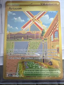 Pokemon Artazon 229/197 SV03 Obsidian Flames Gold Full Art Holo Trainer Stadium - Image 1
