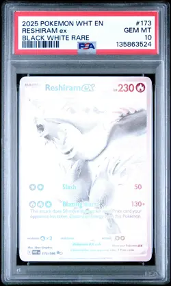 2025 POKEMON WHT EN-WHITE FLARE BLACK WHITE RARE #173 RESHIRAM EX PSA 10 - Image 1