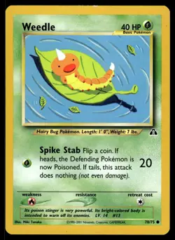 Weedle 70/75 Common Neo Discovery Pokemon Unlimited LP - Image 1
