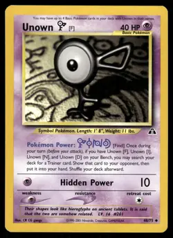Unown [F] 48/75 Uncommon Neo Discovery Pokemon Unlimited LP - Image 1