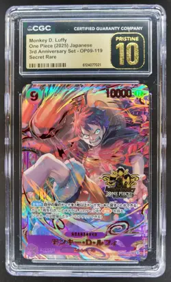 2025 ONE PIECE JP MONKEY D. LUFFY SECRET RARE OP09-119 CGC 10 PRISTINE A PT - Image 1