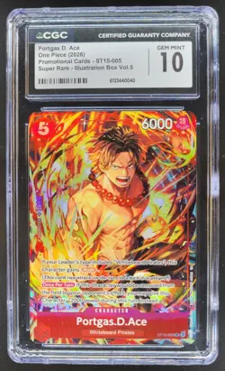 2026 ONE PIECE PORTGAS D. ACE SUPER RARE PROMO ST15-005 CGC 10 A PT - Image 1