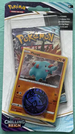POKEMON TCG S&V TEMPORAL FORCES PACK, PHANPY PROMO CARD & PURPLE COIN - Image 1