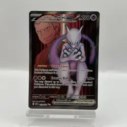 Pokemon TCG Destined Rivals Team Rocket's Mewtwo EX Full Art Rare Card 213/182 - Image 1