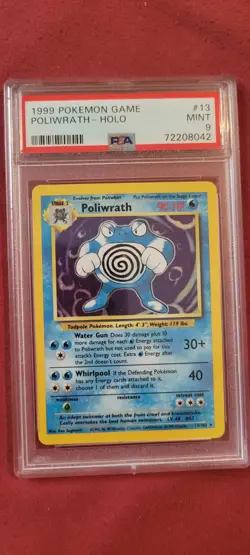 Pokemon PSA 9 MINT 1999 Poliwrath Base Set Unlimited Holo Card - Image 1