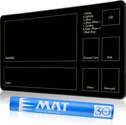 Stitched - Play Mat with Tube Case for MTG Card Game PlayingBlack Zones - Image 2
