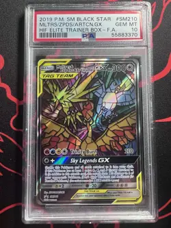 PSA 10 2019 POKEMON SM BLACK STAR PROMO FULL ART MOLTRES & ZAPDOS & ARTICUNO GX - Image 1