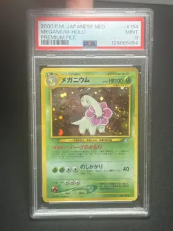 Pokemon TCG Meganium #154 Neo Premium File 1 Holo Rare (Japanese) PSA 9 Mint - Image 1