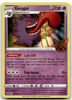 Gengar 057/198 Holo Promo Trick or Trade BOOster Pokemon Holo Lightly Played - Image 1