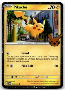 Pikachu 018/091 Holo Holo Rare Trick or Trade BOOster 2024 Pokemon LP - Image 1