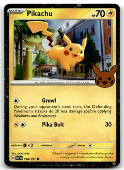 Pikachu 018/091 Holo Holo Rare Trick or Trade BOOster 2024 Pokemon LP - Image 1