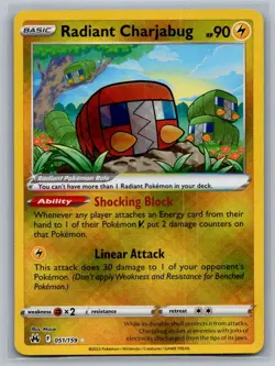 Radiant Charjabug 051/159 Radiant Rare Crown Zenith Pokemon Near Mint - Image 1