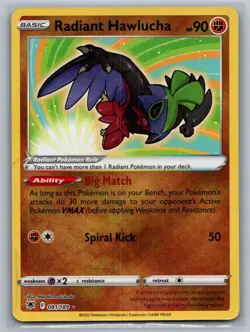 Radiant Hawlucha 081/189 Radiant Rare Astral Radiance Pokemon Lightly Played - Image 1