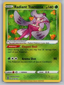 Radiant Tsareena 016/195 Radiant Rare Silver Tempest Pokemon Near Mint - Image 1