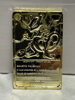Pokemon 23K Gold Plated Mewtwo Trading Card 1999 Burger King Limited Edition - Image 2