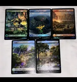 Mtg. Final Fantasy. Foil. Chocobo Track Full Art 5 Basic Land Set. 1 Of Each. Nm - Image 1