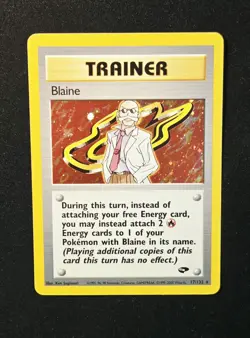 Blaine 17/132 Holo Rare WOTC Gym Challenge 2000 Pokemon Wizards Of The Coast TCG - Image 1