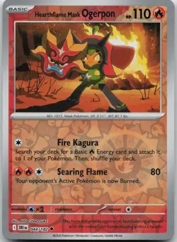 Hearthflame Mask Ogerpon 044/182 Destined Rivals Pokemon Reverse Holo NM/M - Image 1