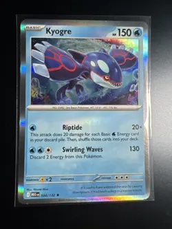 Kyogre 034/132 Reverse Holo Rare Mega Evolution Pokemon TCG - Image 1
