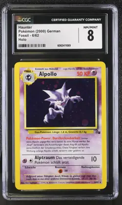 CGC 8 German Haunter 2000 Fossil 6/62 Holo Pokemon Card - Image 1