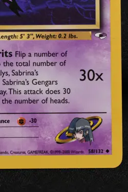 Sabrina's Haunter 58/132 NM / LP+ Gym Heroes Regular Uncommon Unlimited Pokemon - Image 4