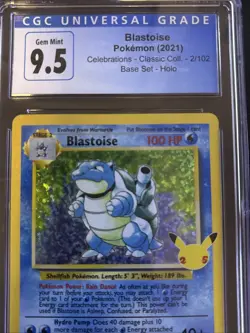 2021 POKEMON Blastoise #2/102 - Celebrations Classic Coll Holo CGC 9.5 GEM MINT - Image 3