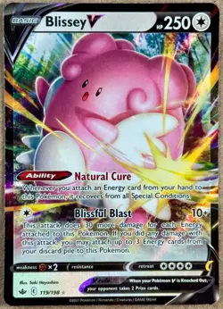 2021 POKEMON TCG CHILLING REIGN BLISSEY V ULTRA RARE HOLO 119/198 NM+ - Image 1