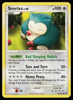 Snorlax 81/111 Common Rising Rivals Pokemon Near Mint - Image 1