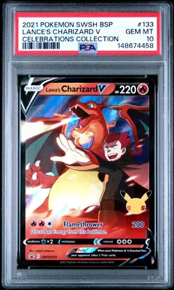 2021 POKEMON SWSH BLACK STAR PROMO 133 LANCE'S CHARIZARD V CELEBRATIONS COLLECTI - Image 1