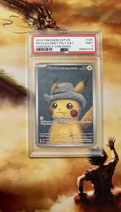 Pokemon Pikachu with Grey Felt Hat Van Gogh Full Art Promo SVP EN 085 PSA 9 Mint - Image 1