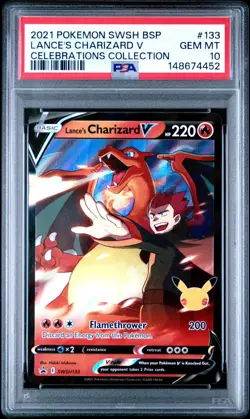 2021 POKEMON SWSH BLACK STAR PROMO 133 LANCE'S CHARIZARD V CELEBRATIONS COLLECTI - Image 1