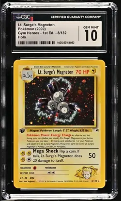 Pokemon Lt. Surge's Magneton 1st Edition Holo Rare Gym Heroes #8 CGC 10 Gem Mint - Image 1