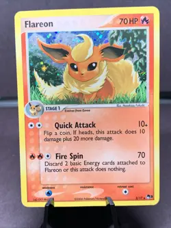 Pokemon TCG Flareon 2/17 Pop Series 3 Holo Rare VTG 2006 Creased - Image 1