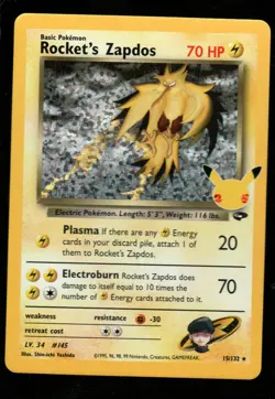 Pokemon Rocket's Zapdos Celebrations: Classic Collection #15/132 NM - Image 1