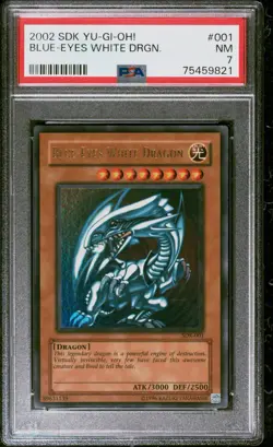 2002 Yu-Gi-Oh! Starter Deck: Kaiba #001 Blue-Eyes White Dragon PSA 7 - Image 1