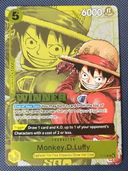 Bandai One Piece CCG Winner Monkey.D.Luffy Character Card P-106 Egghead promo - Image 1