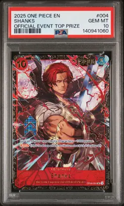 2025 ONE PIECE PROMOS OFFICIAL EVENT TOP PRIZE #004 SHANKS PSA 10 - Image 1