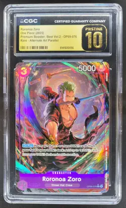 2025 ONE PIECE RORONOA ZORO RARE ALT ART OP09-076 CGC 10 PRISTINE A PT - Image 1