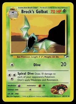 Pokemon Card Gym Heroes Brock's Golbat 39/132 Uncommon - Image 1
