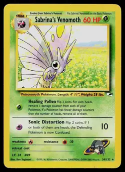 Pokemon Card Gym Heroes Sabrina's Venomoth 34/132 Unlimited Rare - Image 1