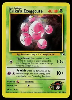 Pokemon Card Gym Heroes Erika's Exeggcute 77/132 Common - Image 1