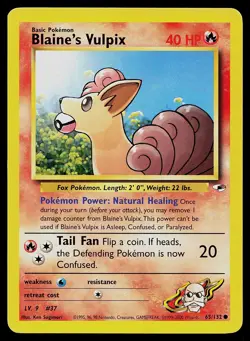 Pokemon Card Gym Heroes Blaine's Vulpix 65/132 Common - Image 1